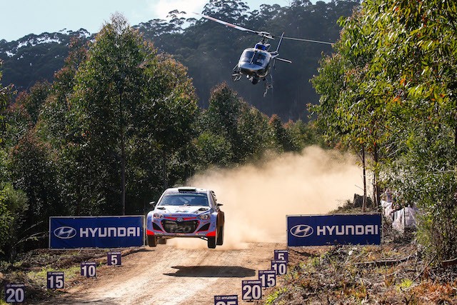 New Zealand's Hyundai factory driver Hayden Paddon at Rally Australia last year