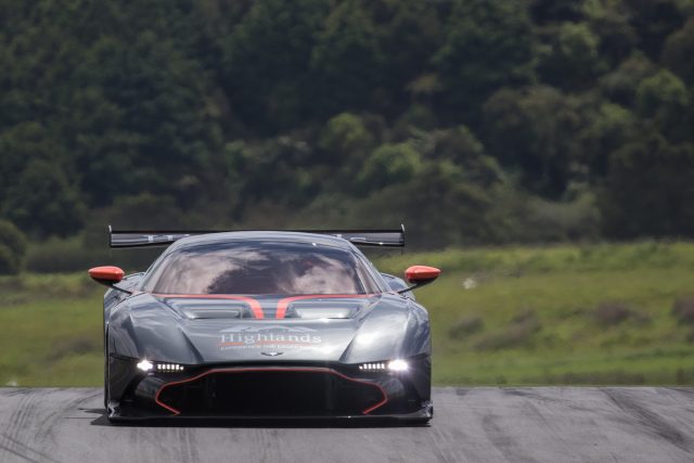 Craig Lowndes behind two wheel of the Aston Martin Vulcan pic: Rhys Vandersyde